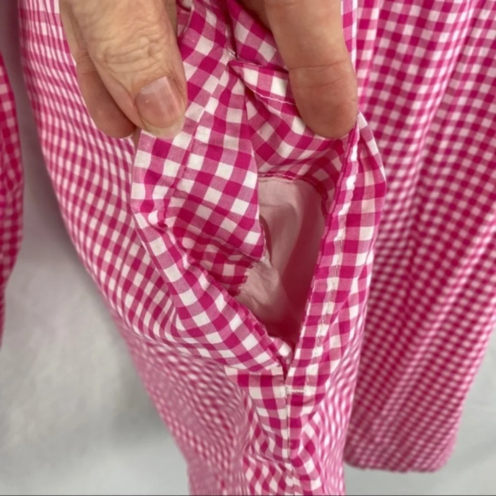 Gap Pink & White Gingham Print T-Shirt Dress Med - Picture 6 of 9